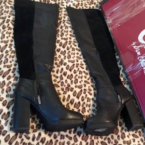 HOWELL BLACK OVER THE KNEE HIGH HEEL PLATFORMS